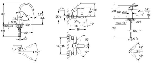 Grohe Euro 3'lü Batarya Seti - 32843SET1
