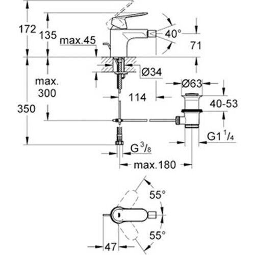 Grohe Eurocosmo Tek Kumandalı Bide Bataryası - 32839000