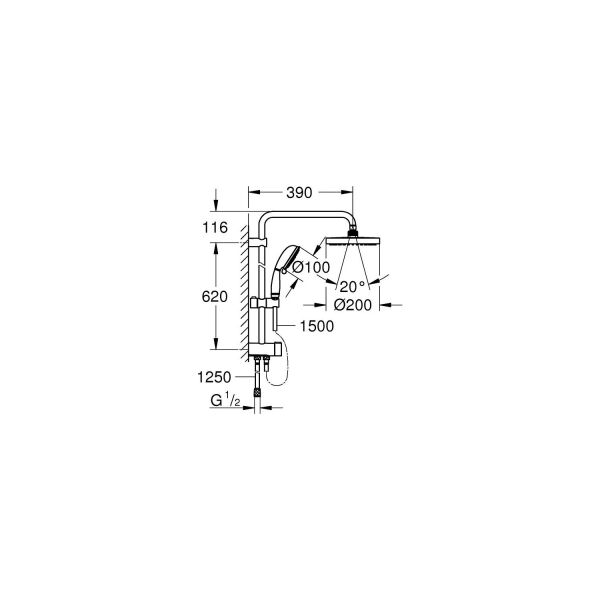 Grohe New Tempesta Rustic System 200 Duvar Bağlantılı, Divertörlü Duş Sistemi-27399002