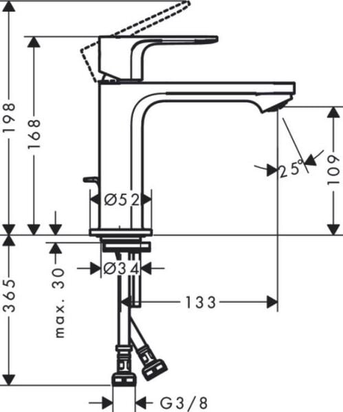 Hansgrohe Rebris S Tek Kollu Krom Lavabo Bataryası - 72517000