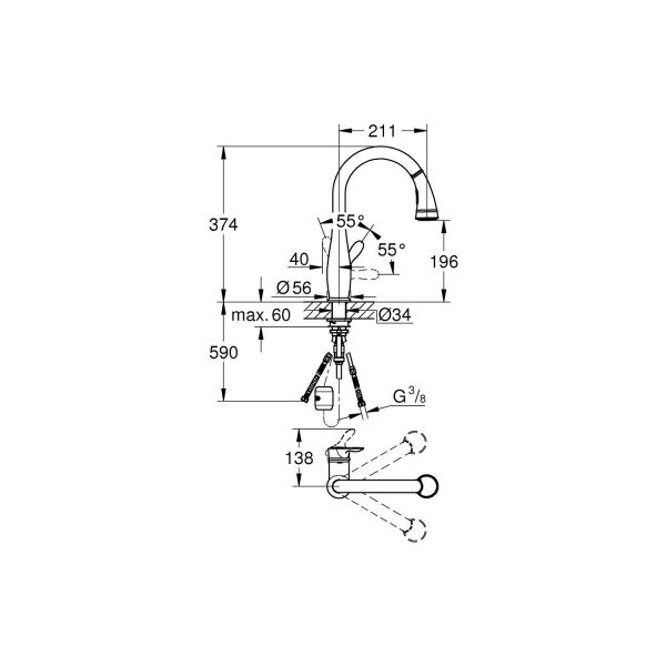 Grohe Parkfield Eviye Bataryası- 30215001