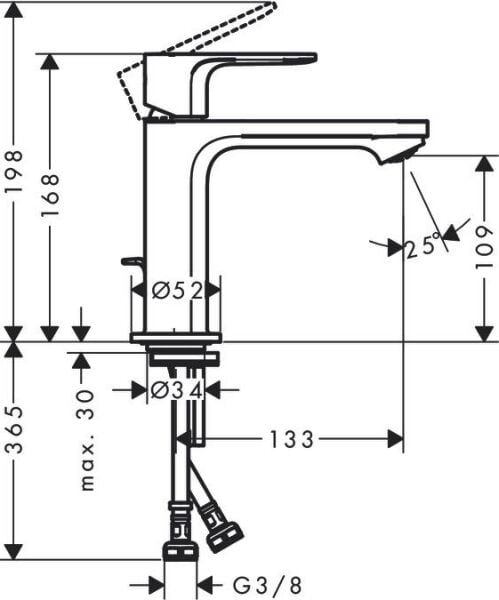Hansgrohe Rebris E Tek Kollu Lavabo Bataryası Krom - 72557000