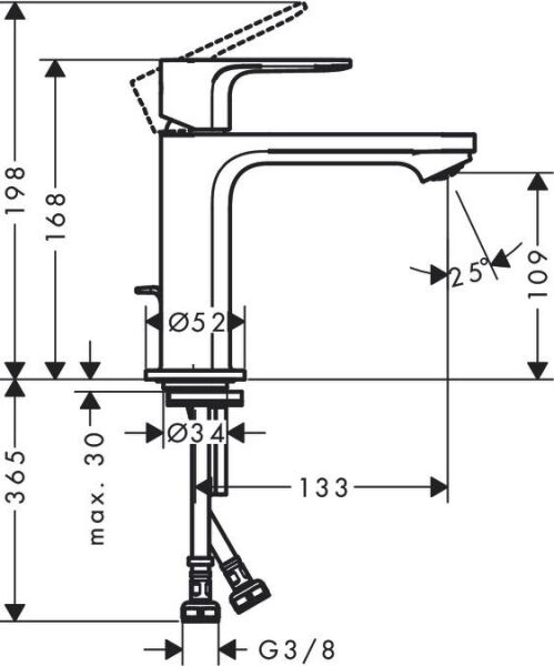 Hansgrohe Rebris E Tek Kollu Lavabo Bataryası Krom - 72557000
