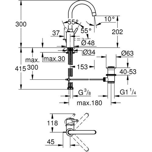 Grohe Concetto Lavabo Bataryası  L-Size- 32629002
