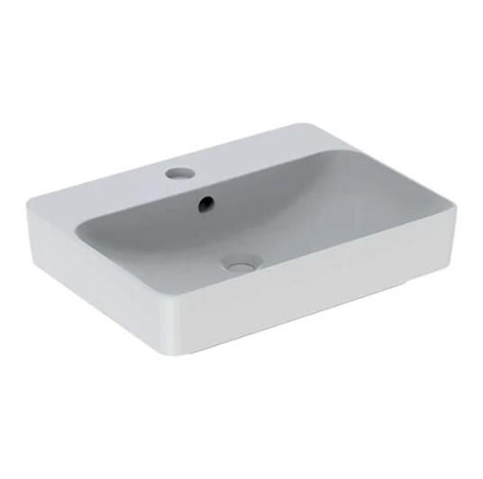 Geberit VariForm Çanak Lavabo, Dikdörtgen ve Batarya Banklı, Taşma Delikli, 60x45 cm - 500.780.01.2