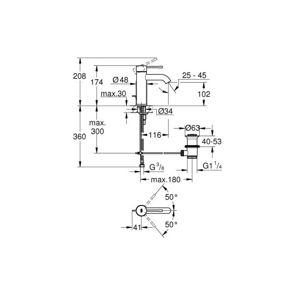 Grohe Essence Tek Kumandalı Lavabo Bataryası S-Boyut 23589GN1