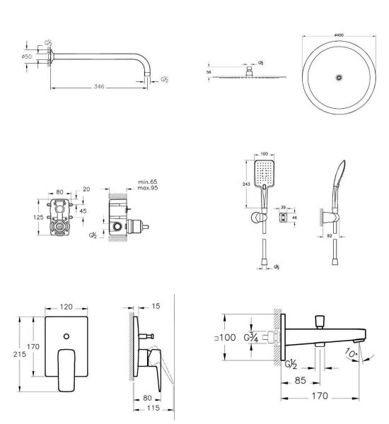 Artema Root Square Ankastre Banyo Seti - A42752SET4
