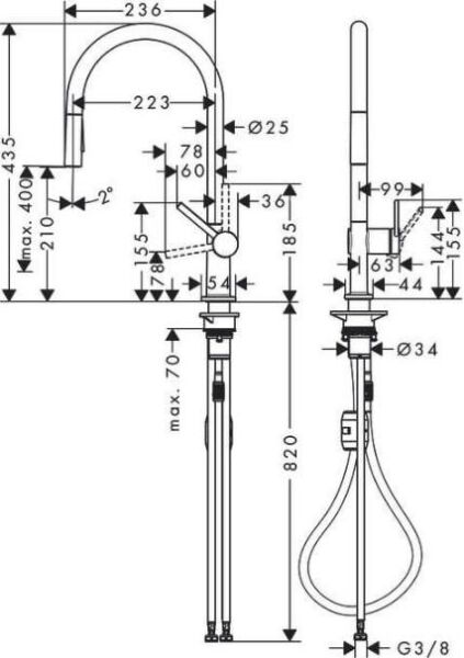 Hansgrohe M54 Tek Kollu Eviye Bataryası - 72800000
