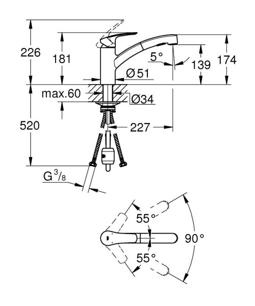 Grohe Eurosmart Tek Kumandalı Eviye Bataryası - 30305001