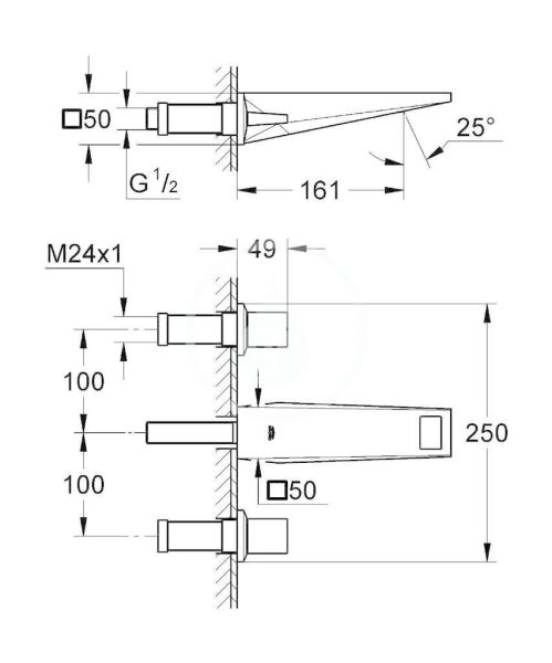 Grohe Allure Brilliant Duvardan Ankastre Çift Kumandalı Lavabo Bataryası - 20346000