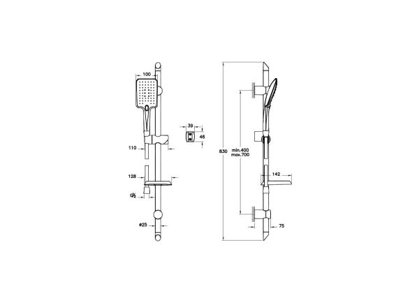 Artema A45630STA Shine Square Sürgülü El Duşu Takımı Krom