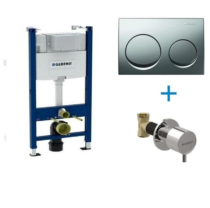 Geberit Alpha Duofix Gömme Rezervuar Seti 12 cm, Alçıpan - Parlak Kapak