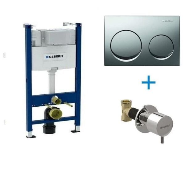 Geberit Alpha Duofix Gömme Rezervuar Seti 12 cm, Alçıpan - Parlak Kapak