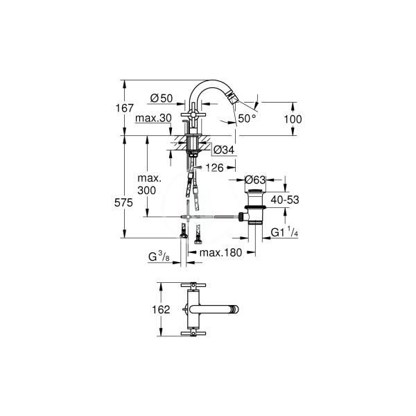 Grohe Atrio Tek Delikli Bide Bataryası 1/2″ M-Boyut 24027003