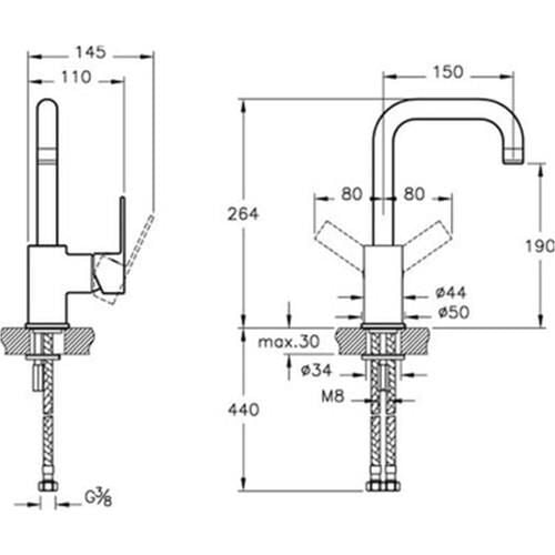 Artema Flo S A4193923 Döner Borulu Lavabo Bataryası Altın