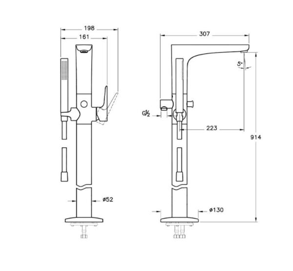 Artema X-Line Küvet Bataryası Yerden El Duşlu A41288