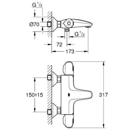 Grohe Grohtherm 1000 Termostatik Banyo Bataryası - 34816003