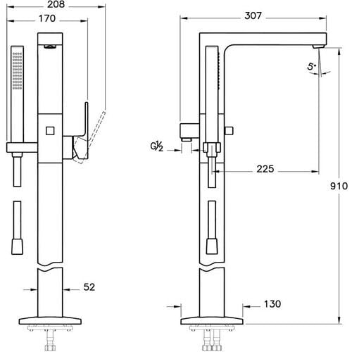VitrA Artema Q-Line Küvet Bataryası Krom A41289