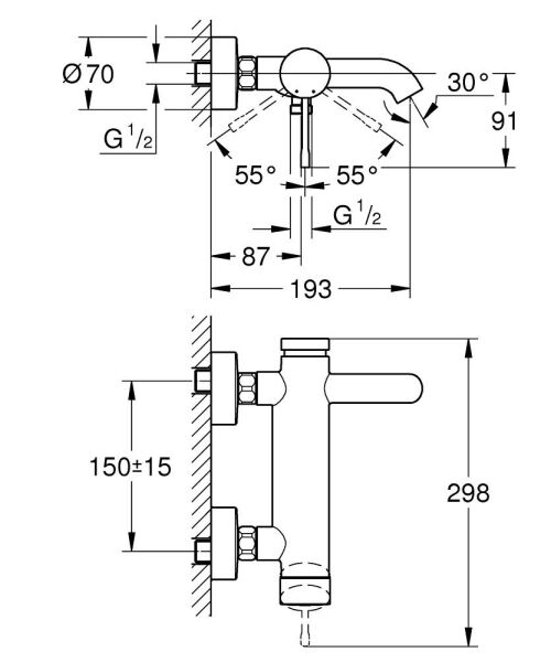 Grohe Essence Tek Kumandalı Banyo Bataryası Mat Siyah - 25250KF1