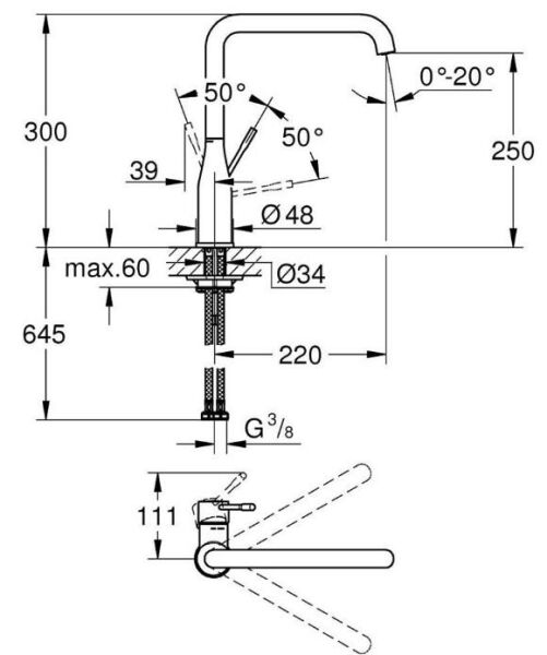 Grohe Essence Tek Kumandalı Eviye Bataryası - 30505GL0
