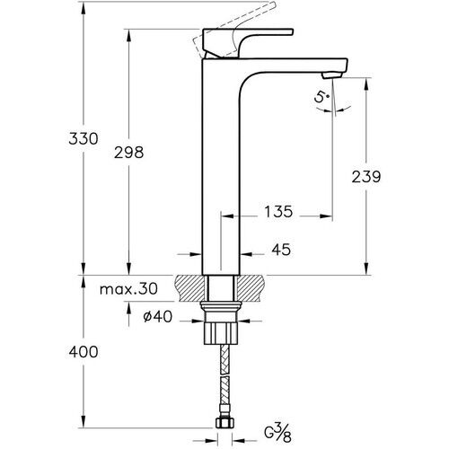 VitrA Artema Sento Lavabo Bataryası Üstten Yüksek A42514