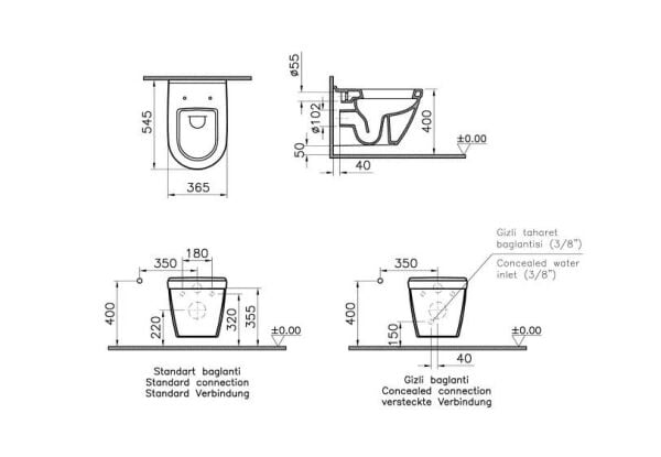 VitrA S50 Asma Klozet - 5618L003-0850 (Yavaş Kapanır Klozet Kapağı Dahil)