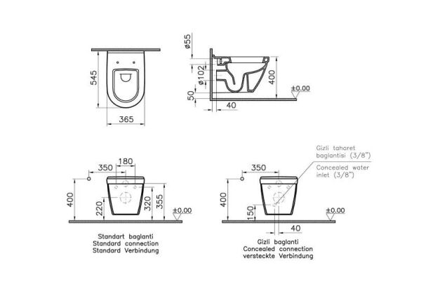 VitrA S50 Asma Klozet - 5618L003-0850 (Yavaş Kapanır Klozet Kapağı Dahil)