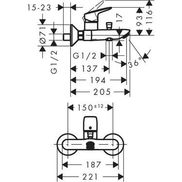 Hansgrohe Logis Tek Kollu Aplike Banyo Bataryası 71400000