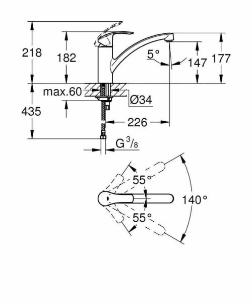 Grohe Eurosmart Tek Kumandalı Eviye Bataryası - 33281002
