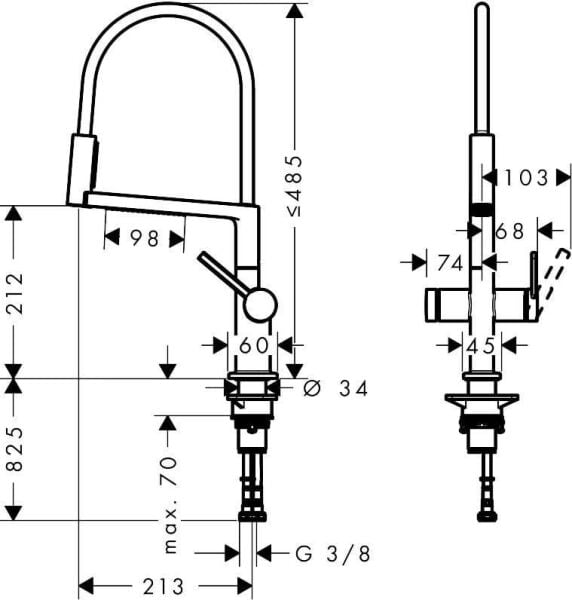 Hansgrohe Talis Selecet M54 PowderSpray Tek Kollu Eviye Bataryası - 72861000