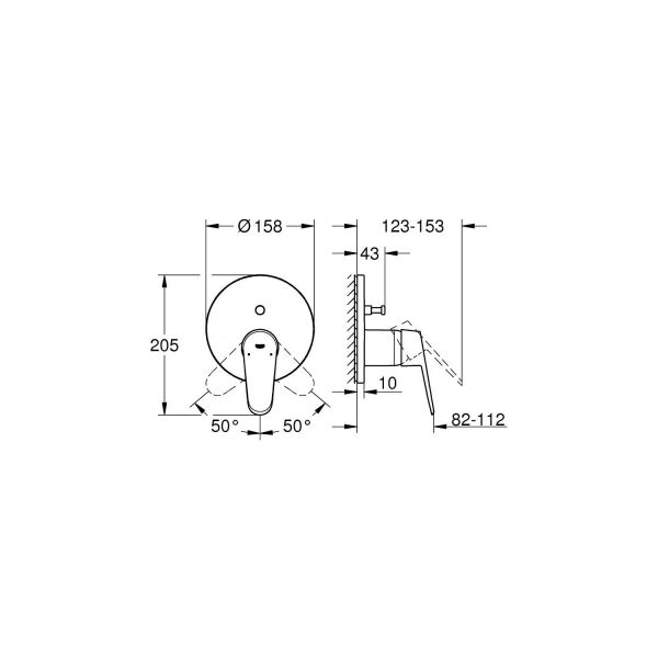 Grohe Eurodisc Cosmo. Ankastre Banyo Duş Bataryası 2 çıkışlı divertörlü- 24056002