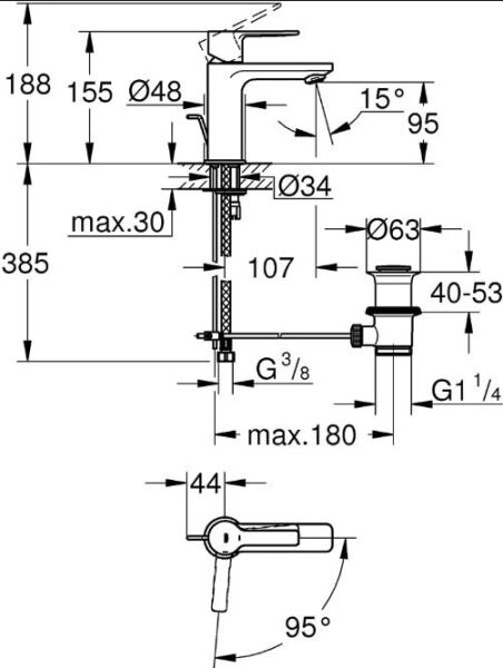 Grohe Lineare Tek Kumandalı Lavabo Bataryası - 23790001