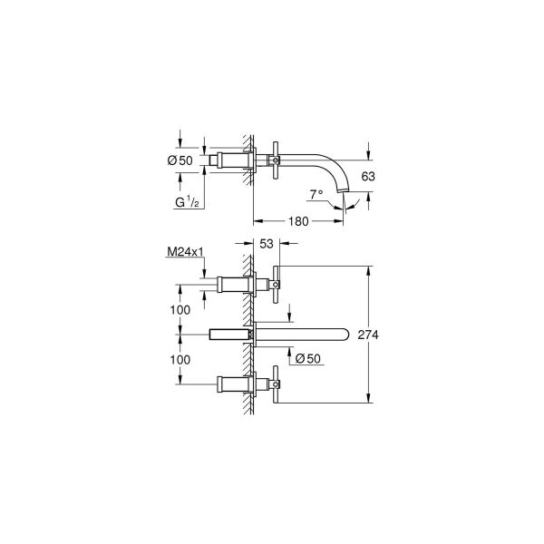 Grohe Atrio 3 Delikli Lavabo Bataryası 20164003