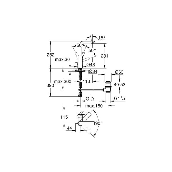 Grohe Lineare Tek Kumandalı Lavabo Bataryası 1/2″ L-Boyut 23296001