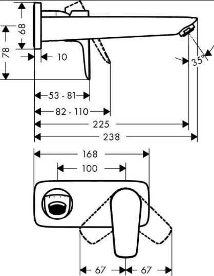 Hansgrohe Talis E Ankastre Tek Kollu Lavabo Bataryası Duvardan 225 - 71734000