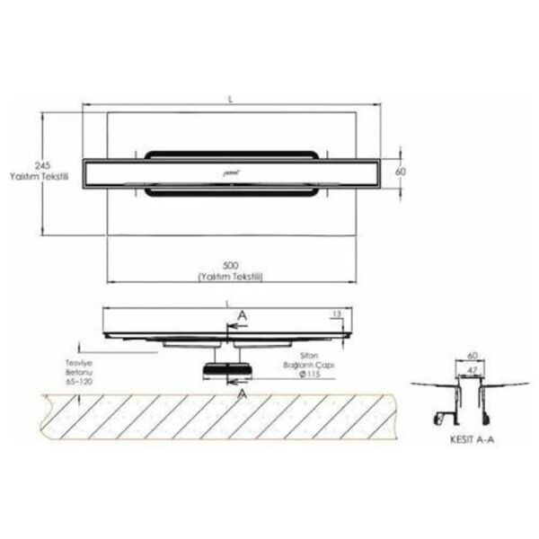 Hüppe Galata A Duş Kanalı 40 cm - 47H0021000000013