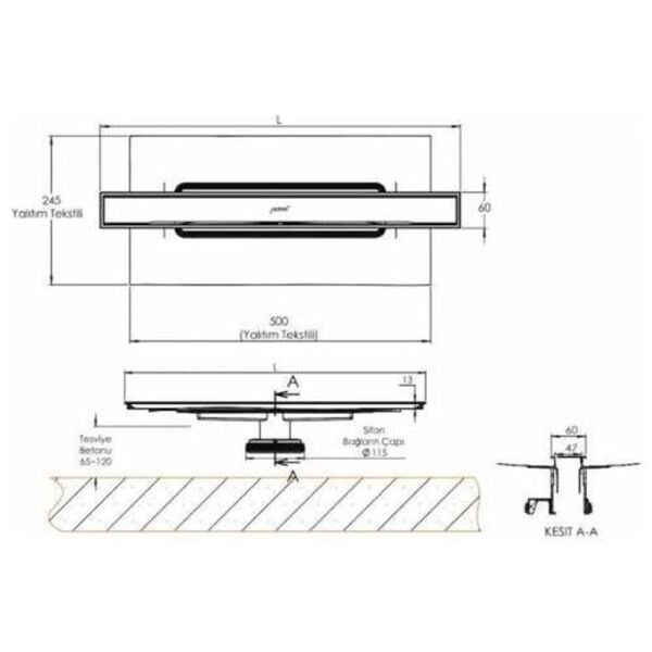 Hüppe Galata A Duş Kanalı 40 cm - 47H0021000000013