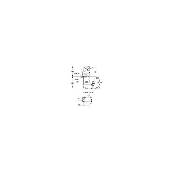 Grohe Tek kumandalı lavabo bataryası 1/2'' L-Boyut - 23135000