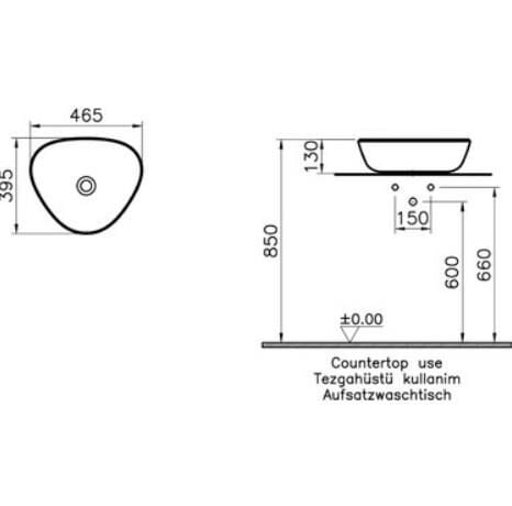 VitrA Plural Üçgen Alçak Çanak Lavabo - 7812B474-0016