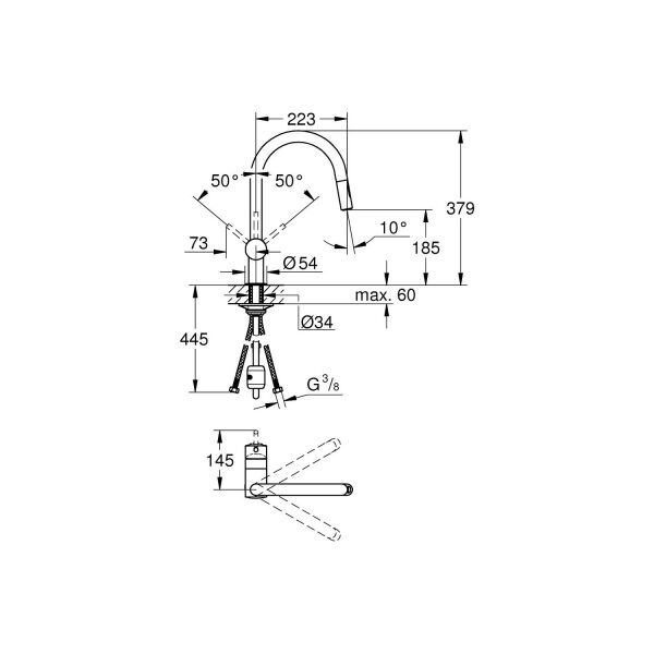 Grohe Minta Tek Kollu Eviye Bataryası 1/2