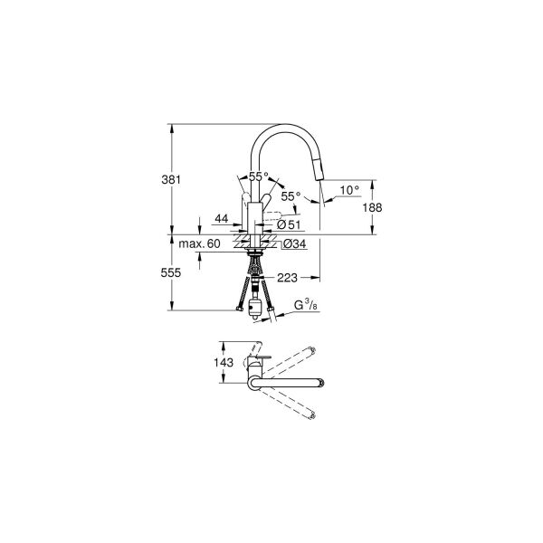 Grohe Eurostyle Cosmopolitan Tek Kumandalı Spiralli Eviye Bataryası 31482003