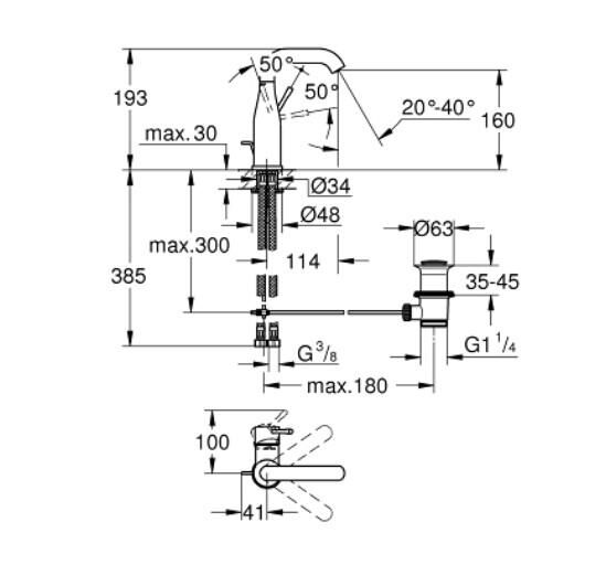 Grohe Essence Tek Kumandalı Lavabo Bataryası M-Boyut - 24173GL1