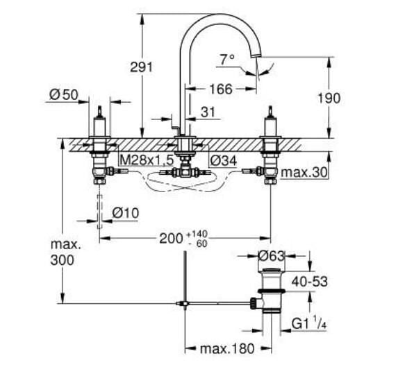 Grohe Atrio Private Collection Üç Delikli Lavabo Bataryası 1/2'' L-Boyut - 20593GL0