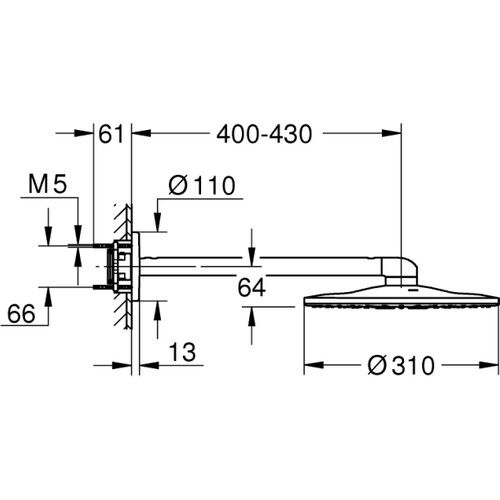 Grohe Rainshower Smartactive 310 Tepe Duşu Seti 430 Mm, 2 Akışlı - 26475GN0