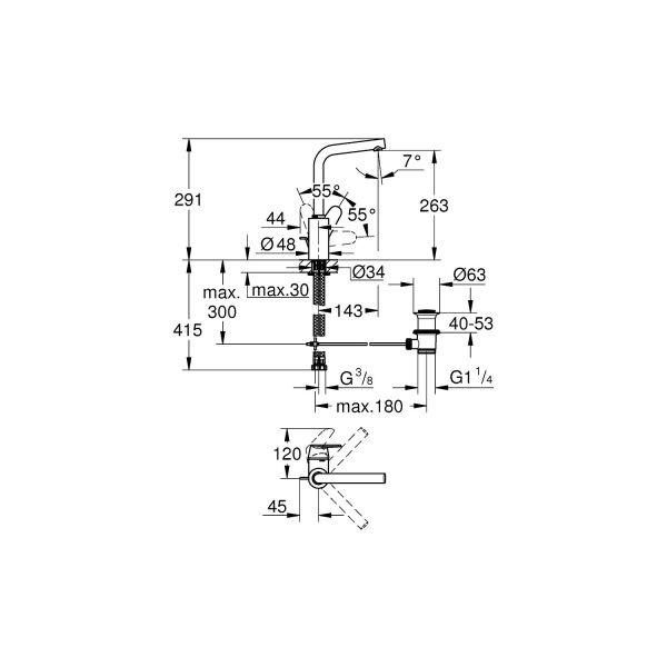 Grohe Eurodisc Cosmo Tek Kumandalı Yüksek Lavabo Bataryası 23054003