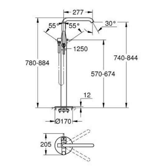 Grohe Essence Yerden Küvet Bataryası - 25248DA1