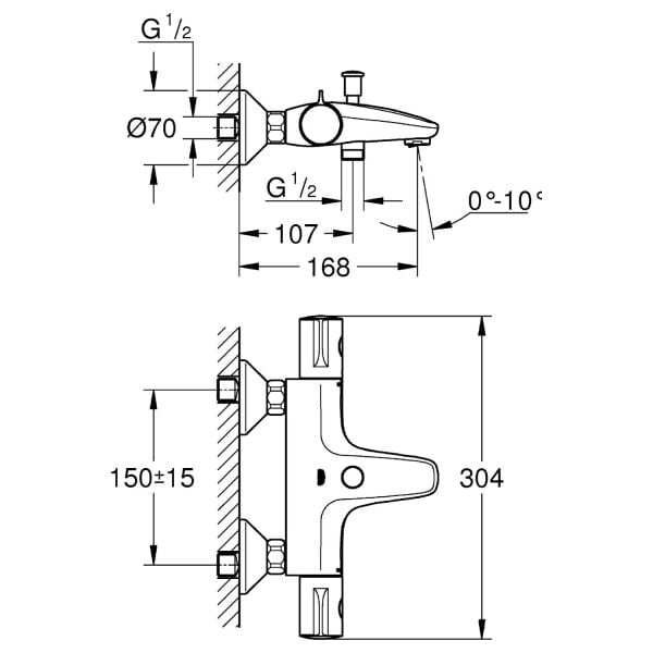 Grohe Grohtherm 800 Termostatik Banyo Bataryası - 34576000