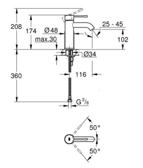 Grohe Essence Tek Kumandalı Lavabo Bataryası S-Boyut - 24172001