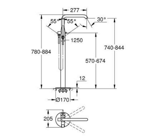 Grohe Essence Yerden Küvet Bataryası - 25248AL1