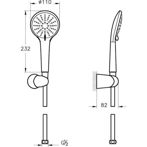 Artema Snow A45736STA 3F El Duşu Takımı, Krom
